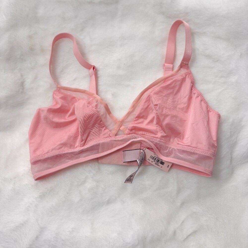 Victoria’s Secret Starlet Triangle Pink Mesh Satin Bralette Size Small